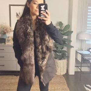 vince asymmetrical fur vest